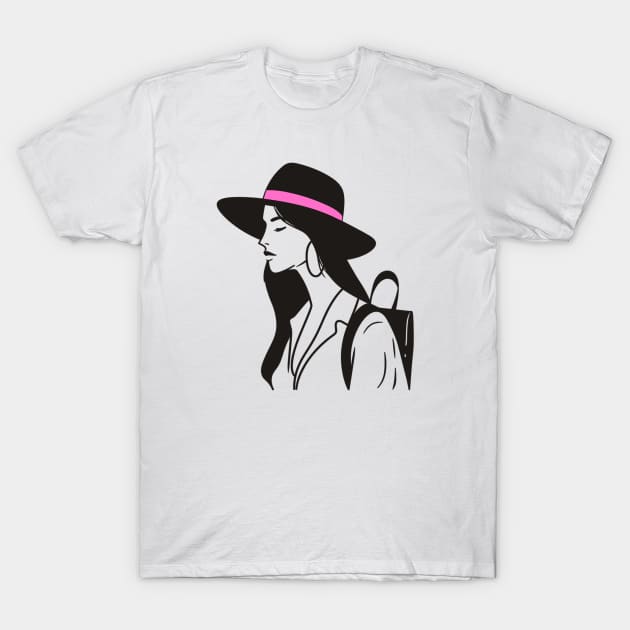 Stylish Travel Girl T-Shirt by Retroprints